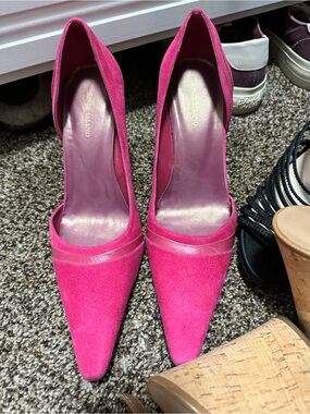 River Island Bright Pink Pointed Suede High Heels